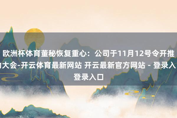 欧洲杯体育董秘恢复重心：公司于11月12号令开推动大会-开云体育最新网站 开云最新官方网站 - 登录入口