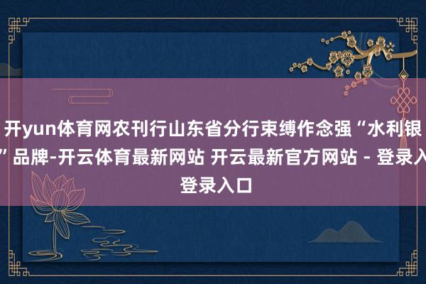 开yun体育网农刊行山东省分行束缚作念强“水利银行”品牌-开云体育最新网站 开云最新官方网站 - 登录入口