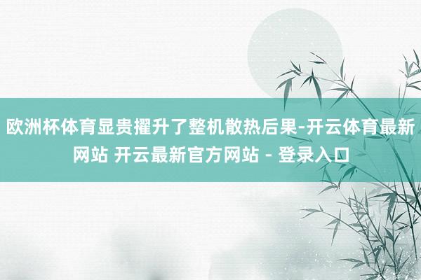欧洲杯体育显贵擢升了整机散热后果-开云体育最新网站 开云最新官方网站 - 登录入口