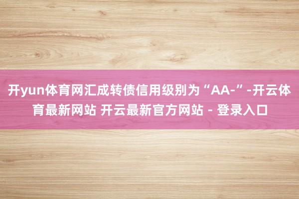 开yun体育网汇成转债信用级别为“AA-”-开云体育最新网站 开云最新官方网站 - 登录入口